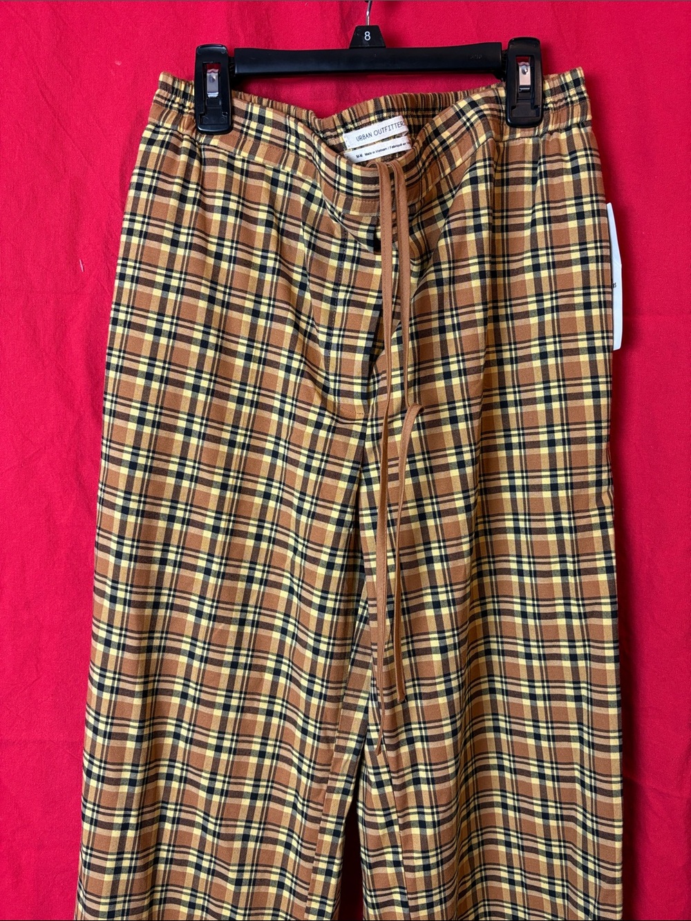 NWT Urban Outfitters Men’s Plaid Drawstring Pants - Tan, Yellow & Black Medium